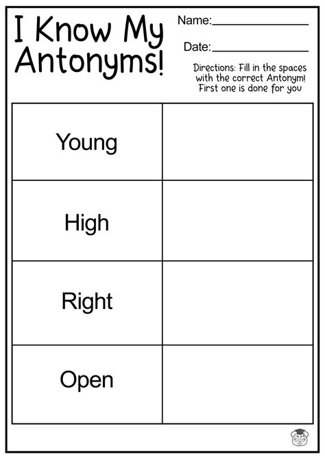 Antonyms For Grade 2 K5 Learning Worksheets Library