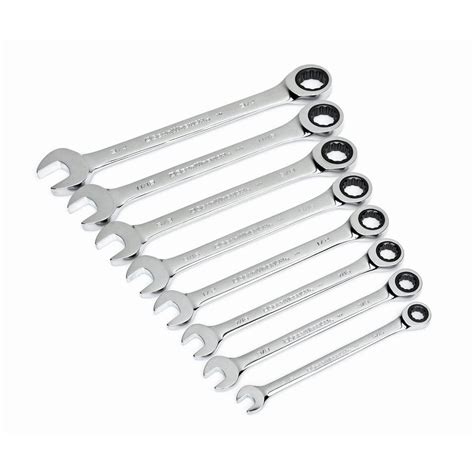 Gearwrench Sae 72 Tooth Combination Ratcheting Wrench Tool Set 8 Piece 44001 The Home Depot
