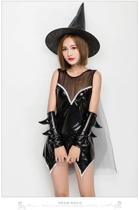 Newest Women Sexy Gloosy Leather Catsuit Dress Exotic Witch Batman Cosplay Costume Halloween