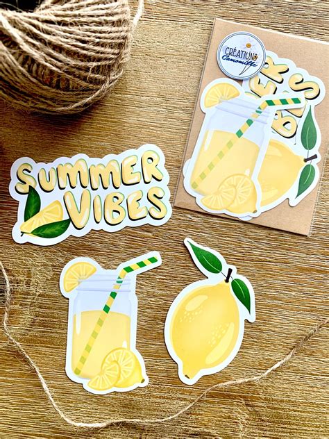 Set Of 3 Large Summer Vibes Stickers Etsy