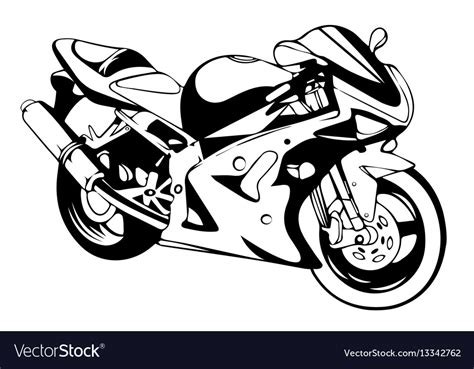 Sport Superbike Motorcycle With Helmet Eps 10 Vector Image