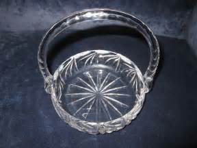 Early Cut Crystal Glass Basket With Handle Vintage Brides Basket
