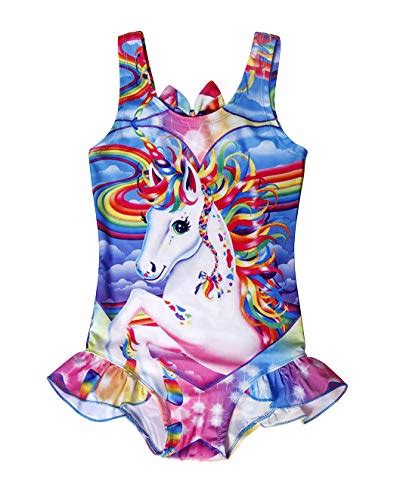 Amzbarley One Piece Unicorn Swimwear Girl Rainbow Swimsuit Bathing Suit