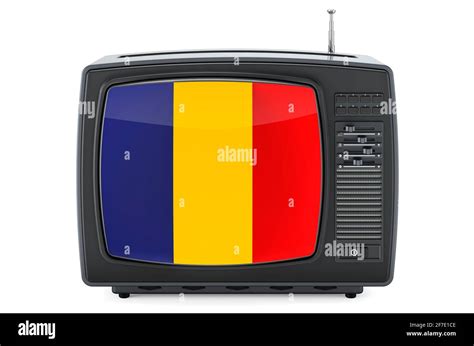 Romanian Television Concept Tv Set With Flag Of Romania 3d Rendering