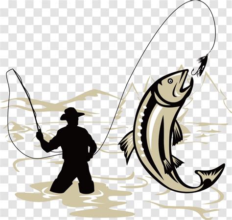 Catching Trout Fly Fishing Clip Art Rods Silhouette Transparent Png