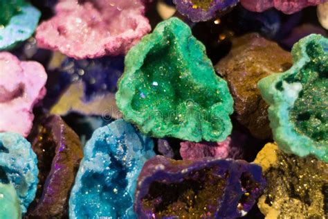 Differently Coloured Geodes Cut Open Stock Photo Image Of Open