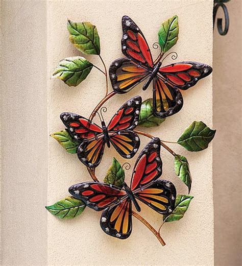 Glass Monarch Butterfly Wall Art Plow And Hearth Butterfly Wall Art Butterfly Wall Glass Crafts