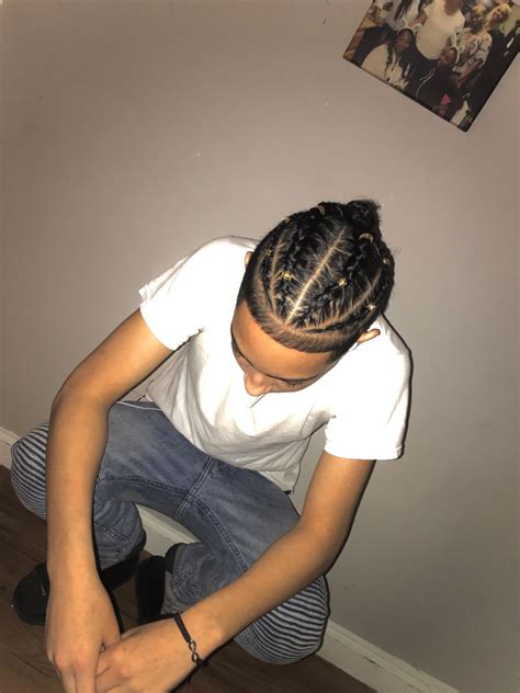 It is easy for men with long hair to embrace this hairstyle. Braid hairstyle and mixed stud insta:natalie_149 in 2020 ...