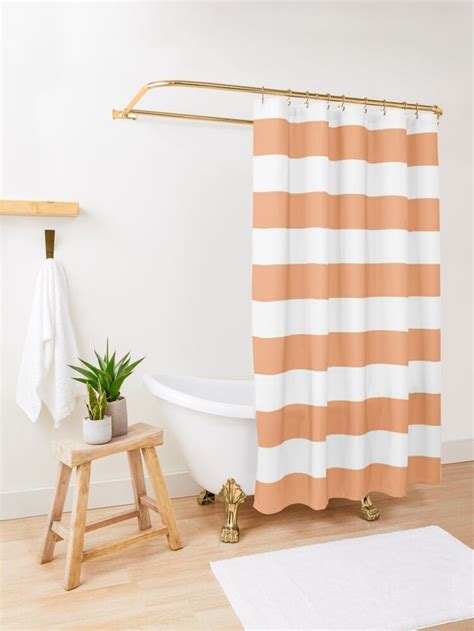 Orange And White Stripes Shower Curtain By Colorkingdom