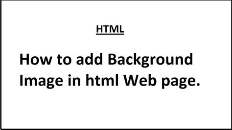 How To Add Background Image In Html And Css Web Page Youtube
