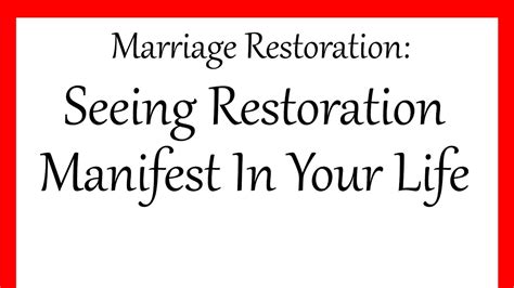 Marriage Restoration Seeing Restoration Manifest In Your Life Youtube