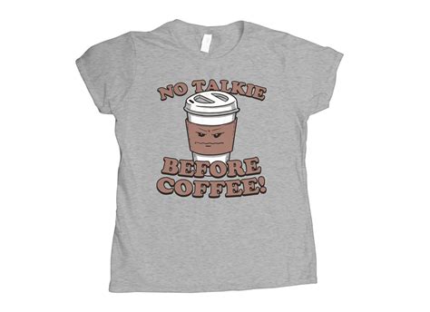 Great gift idea for cat and coffee fans. No Talkie Before Coffee! T-Shirt | SnorgTees