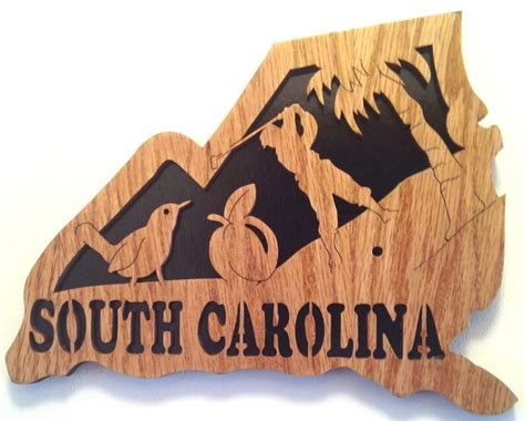 Wooden Scroll Saw Cut State Of South Carolina Etsy