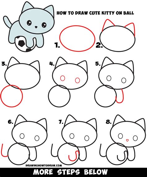 Realistic cat drawing simple cat drawing love drawings easy drawings drawing sketches today we are going to learn how to draw a cat. How to Draw a Cute Kitten Playing on a Soccer Ball Easy ...