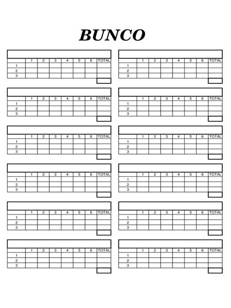 Free to download and print. 2020 Bunco Score Sheet - Fillable, Printable PDF & Forms ...