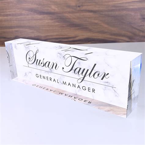 Buy Artblox Personalized Name Plate For Desk White Marble Design On