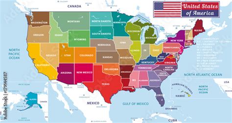 United States Of America Beautiful Modern Graphic Usa Map With Oceans