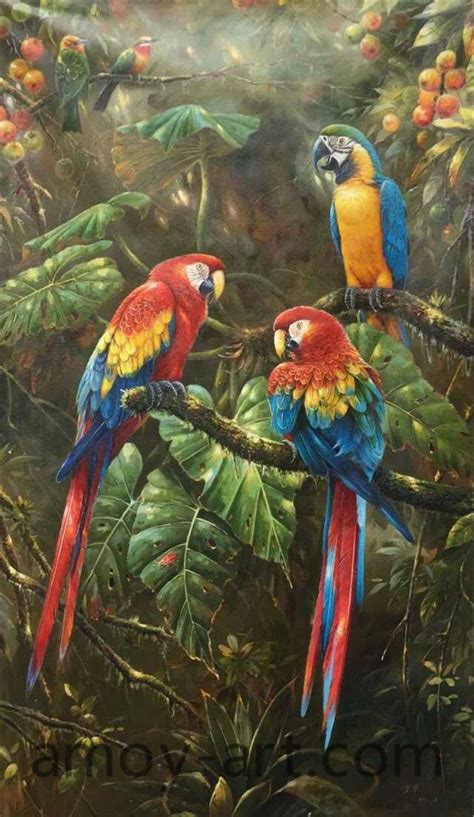 Aa04pr001 17 Parrot China Oil Painting Wholesale Portrait Oil Painting Museum Quality Oil
