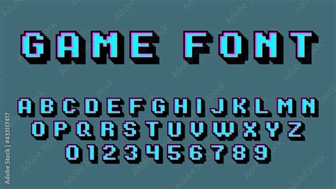 Pixel Art Alphabet Retro Video Game Font 8 Bit Graphic 80s Old