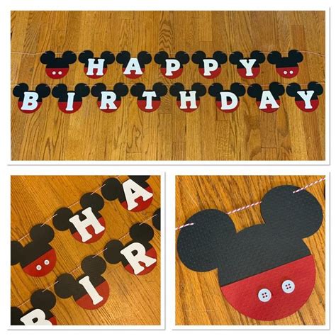 Mickey Mouse Birthday Banner Etsy Artofit