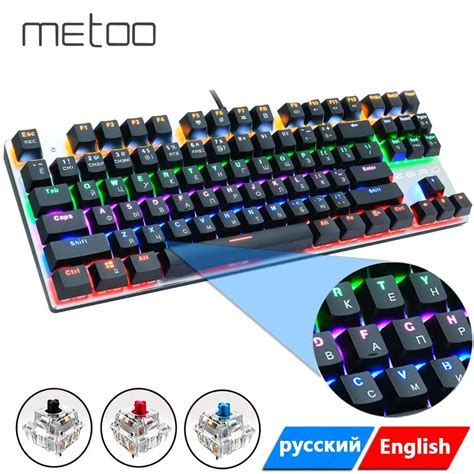Gaming Mechanical Keyboard 87104 Keys Russianenglish Usb Wired Led