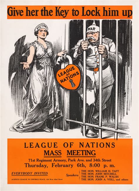 An Advertisement For A Mass Meeting About The League Of Nations Titled