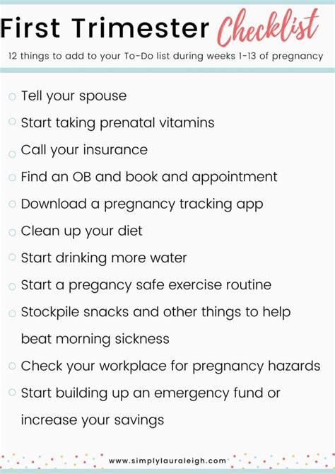 Pin On First Trimester To Do Lists