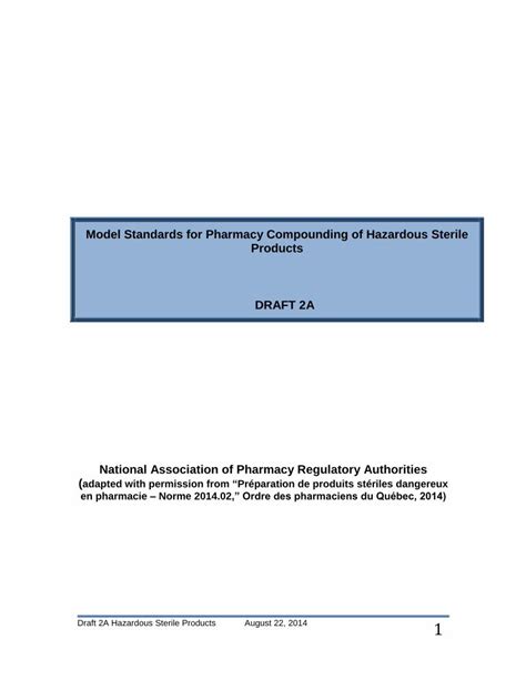 Pdf Model Standards For Pharmacy Compounding Of Standards For