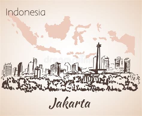 Jakarta Cityscape Sketch Stock Vector Illustration Of Journey 80087225