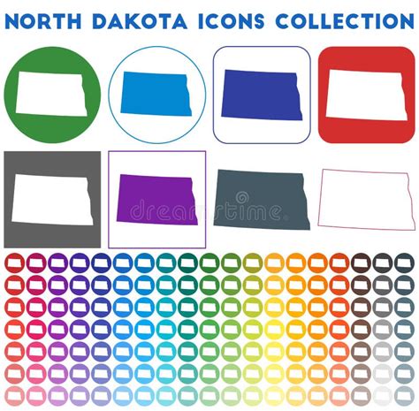 North Dakota Icons Collection Stock Vector Illustration Of Country