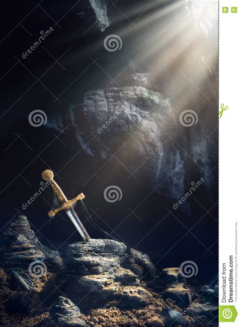 Sword In The Stone Excalibur Stock Image Image Of Historic