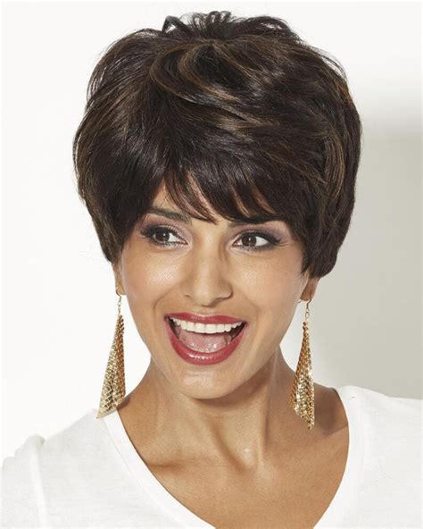 cute human hair pixie wig with wavy layers and a tapered back short wigs capless wigs