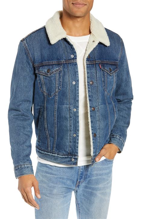 levi s® faux shearling trim denim trucker jacket sherpa lined denim jacket denim jacket men