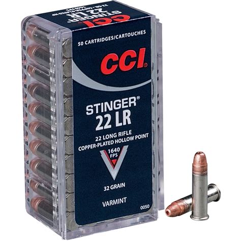 Cci Stinger 22 Long Rifle Ammo 32 Grain Copper Plated Hollow Point Texas Shooters Supply