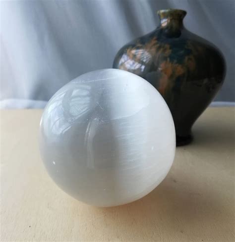 White Selenite Sphere Selenite Gypsum Gazing Ball Crystal Etsy