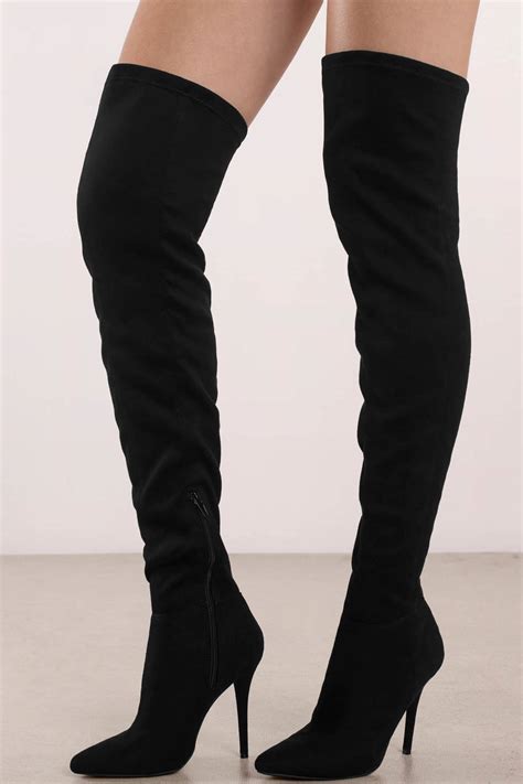 Made For Walking Black Faux Suede Thigh High Boots 49 Tobi US