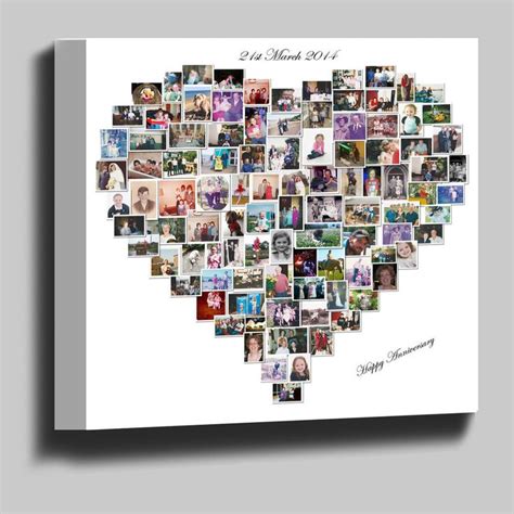 The Best Personalised Love Heart Shape Photo Collage Box Framed Canvas