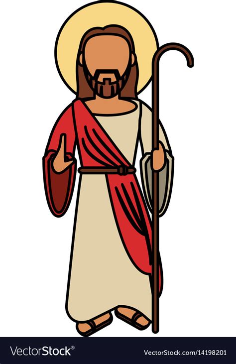 Jesus Christ Catholic With Stick Royalty Free Vector Image