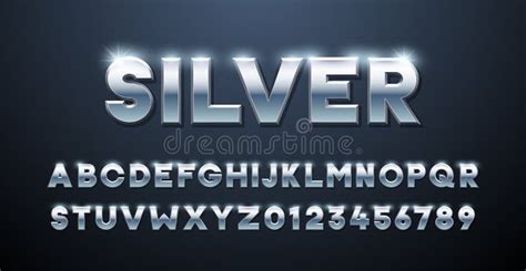 Silver Alphabet Metallic Font 3d Effect Typographic Elements Mettalic