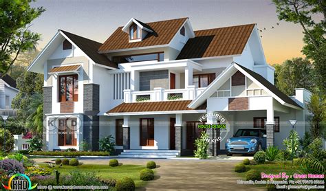 Sloping Roof Mix 1500 Sq Ft Home Kerala House Design Modern House Vrogue
