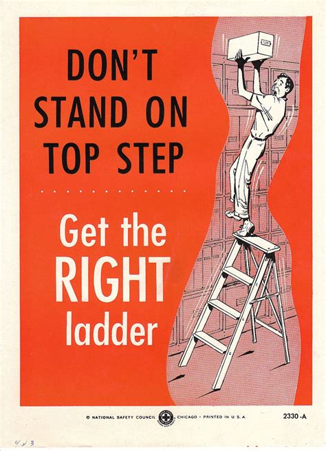 Nsc Get The Right Ladder Safety Posters Health And Safety Poster National Safety