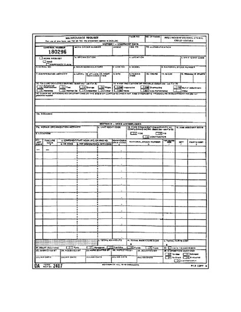Figure 1 5 Blank Da Form 2407 Medical Maintenance And Supply Procedures