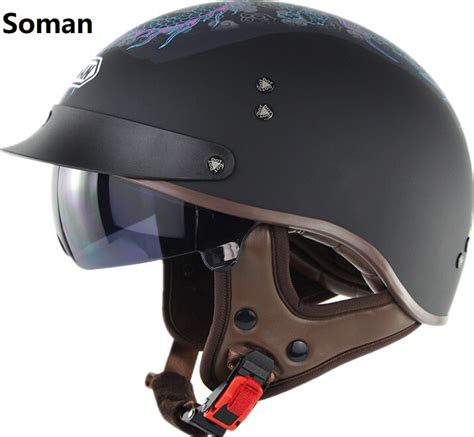 Soman Sm202 Retro Classic Breathable Half Face Motorcycle Helmethand