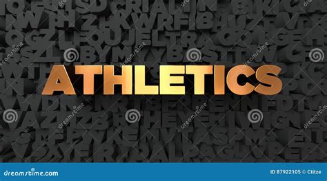 Athletics Gold Text On Black Background 3d Rendered Royalty Free