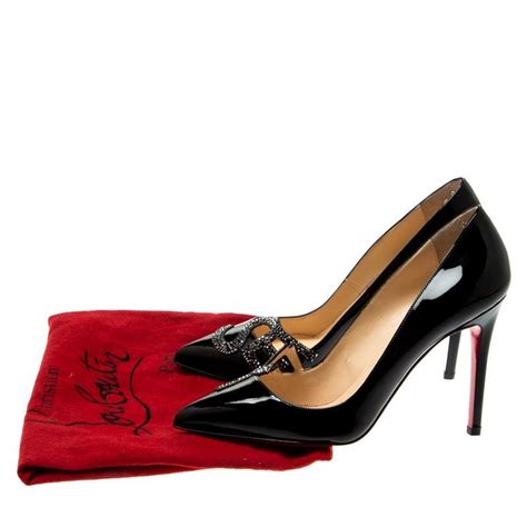 Christian Louboutin Black Patent Leather Sex Pointed Toe Pumps Size 38