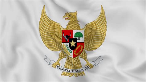 National Emblem Or Symbol Of Indonesia Garuda In Waving Flag Smooth 4k