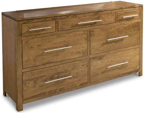 Daniels Amish Modern 7 Drawer Double Dresser With Floating Zero