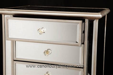 Pair Mirrored Chests Of Drawers Art Deco Nightstands Furniture Tall Boy