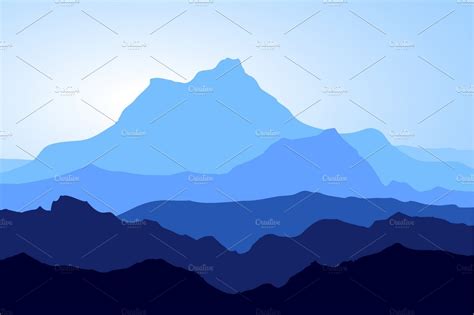 Huge Blue Mountains Vector Set ~ Illustrations ~ Creative Market