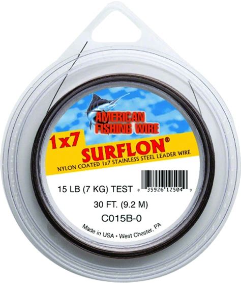 Afw D015 0 Surflon Nylon Coated 1x7 Stainless Leader Wire 15 Lb 7